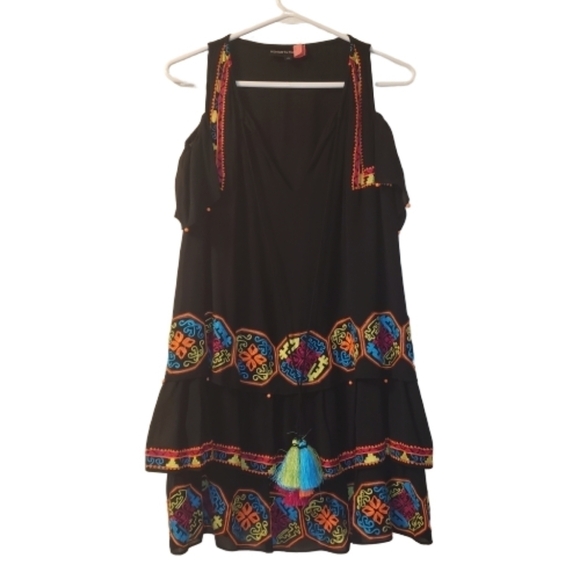 Hemant & Nandita 100% Silk Multicolored Embroidered Coastland Tunic Dress - Picture 2 of 8